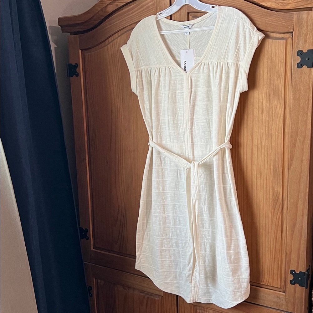 Cream Short Sleeve T-shirt Dress with Belt